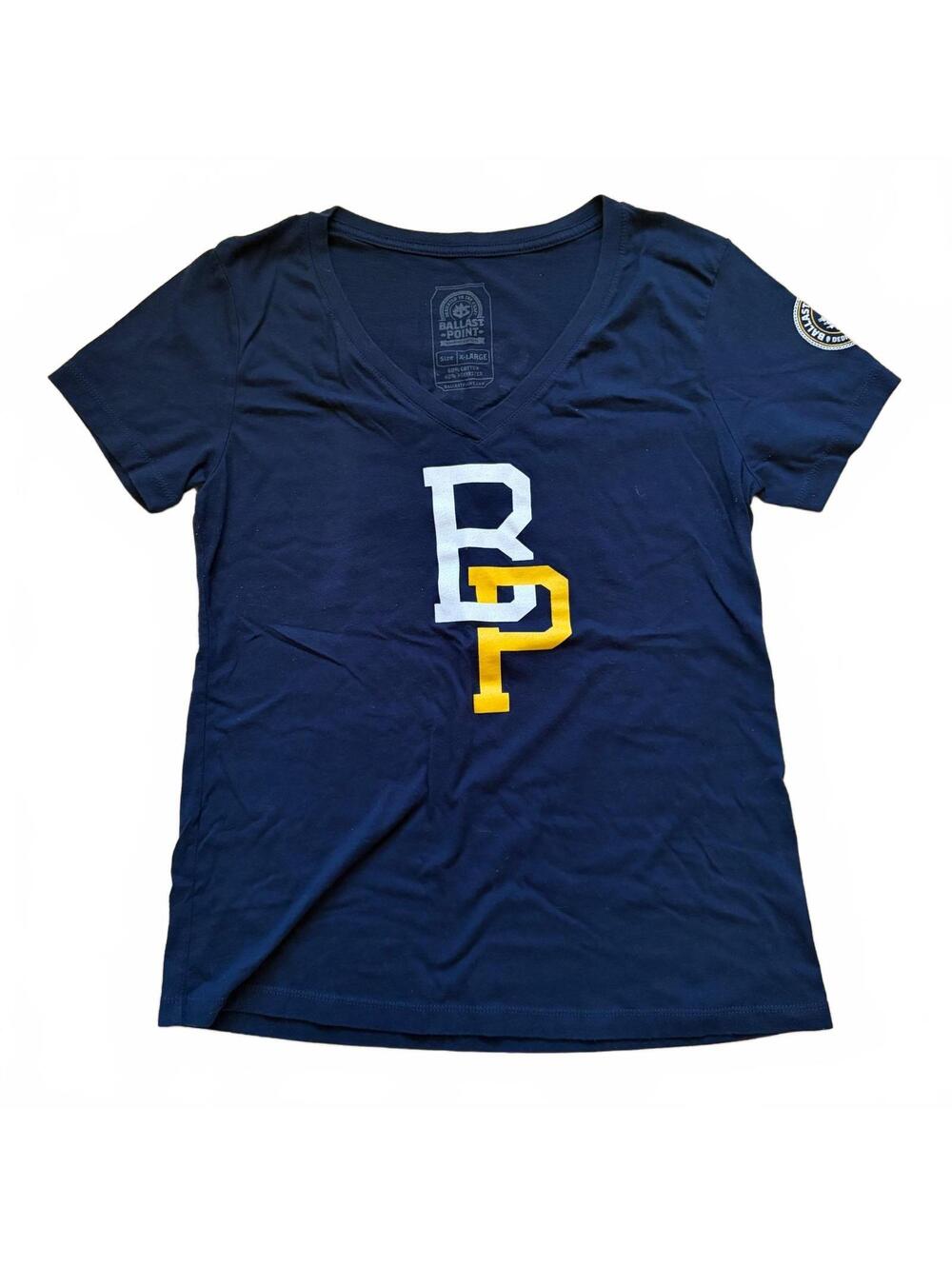 Ballast Point T-Shirt V-Neck BP San Diego Brewery Cotton Blue Women's Size XL